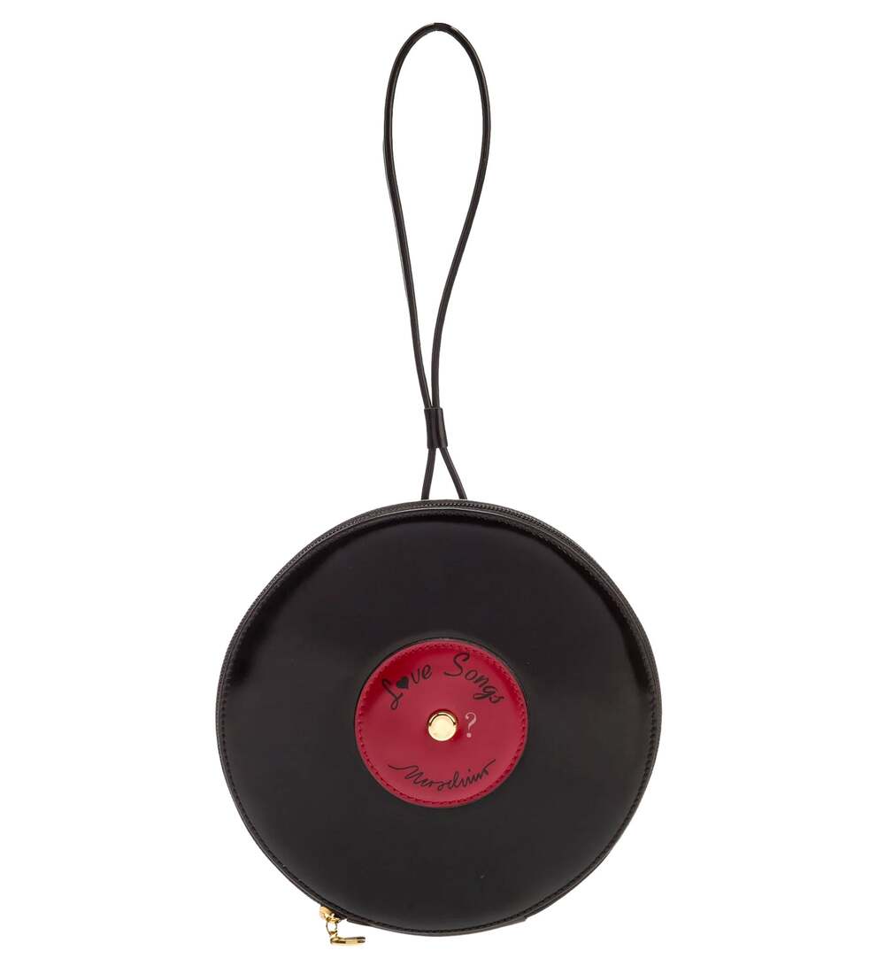 Moschino Black and Red Leather Vinyl Record Bag
